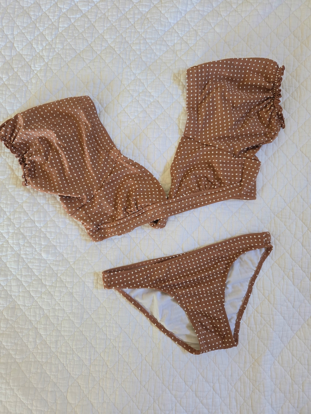 Xhilaration Rust Brown Polka Dot Bikini Set
